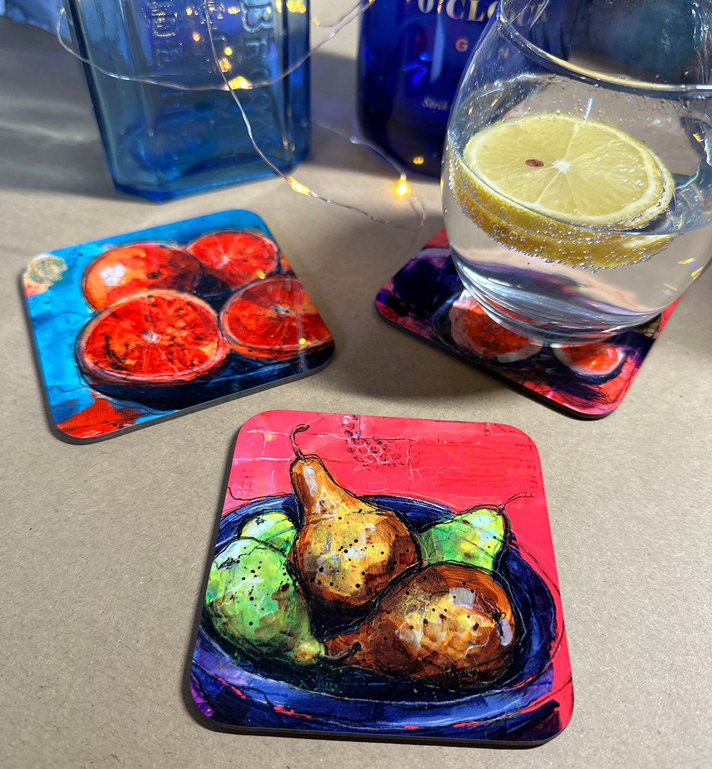 Set of 4 Colourful Still Life Art Coasters