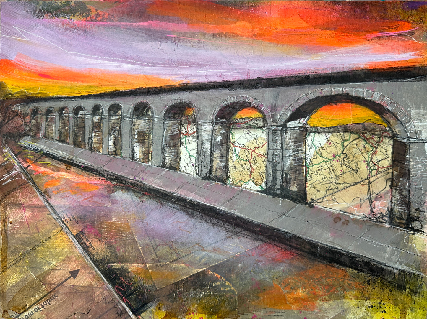 'Chirk Aqueduct at Dusk' [Original Painting]