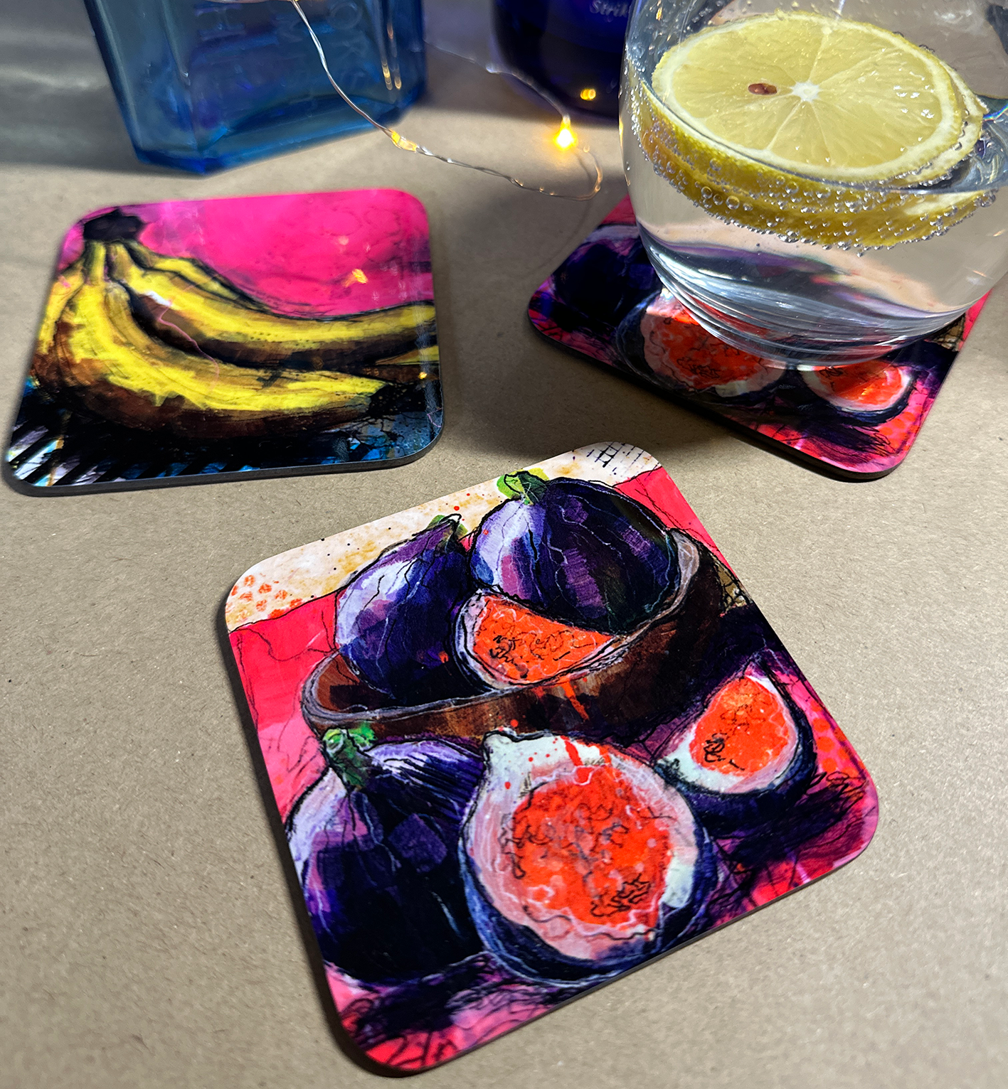 Set of 4 Colourful Still Life Art Coasters