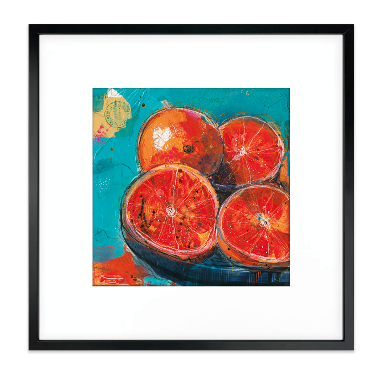 'Fruta - Blood Oranges' Contemporary Art Framed Print by Artist Emma Sherry