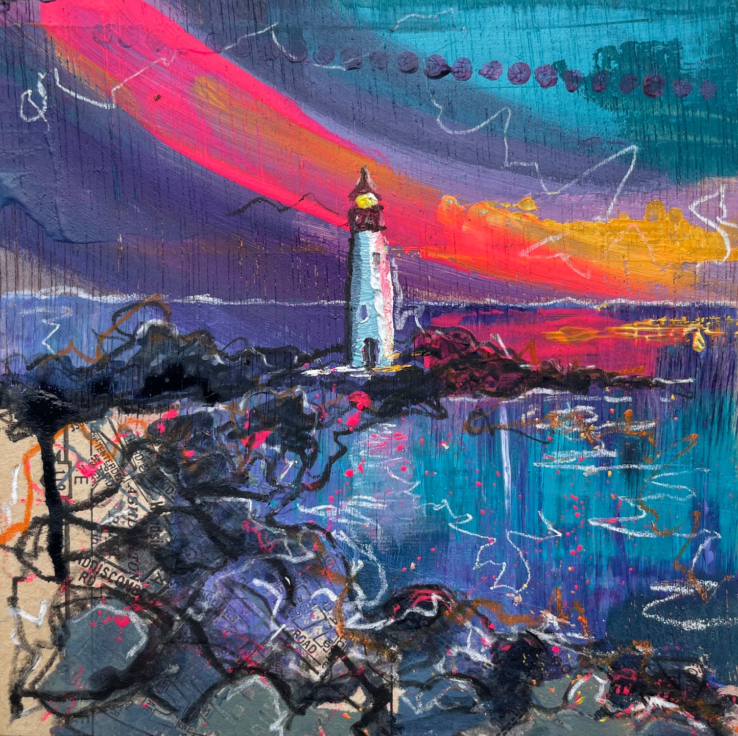 'Lighthouse at night' [Original Painting]